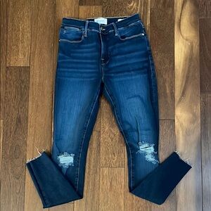 Frame Denim Dark Blue Distressed Skinny Jeans